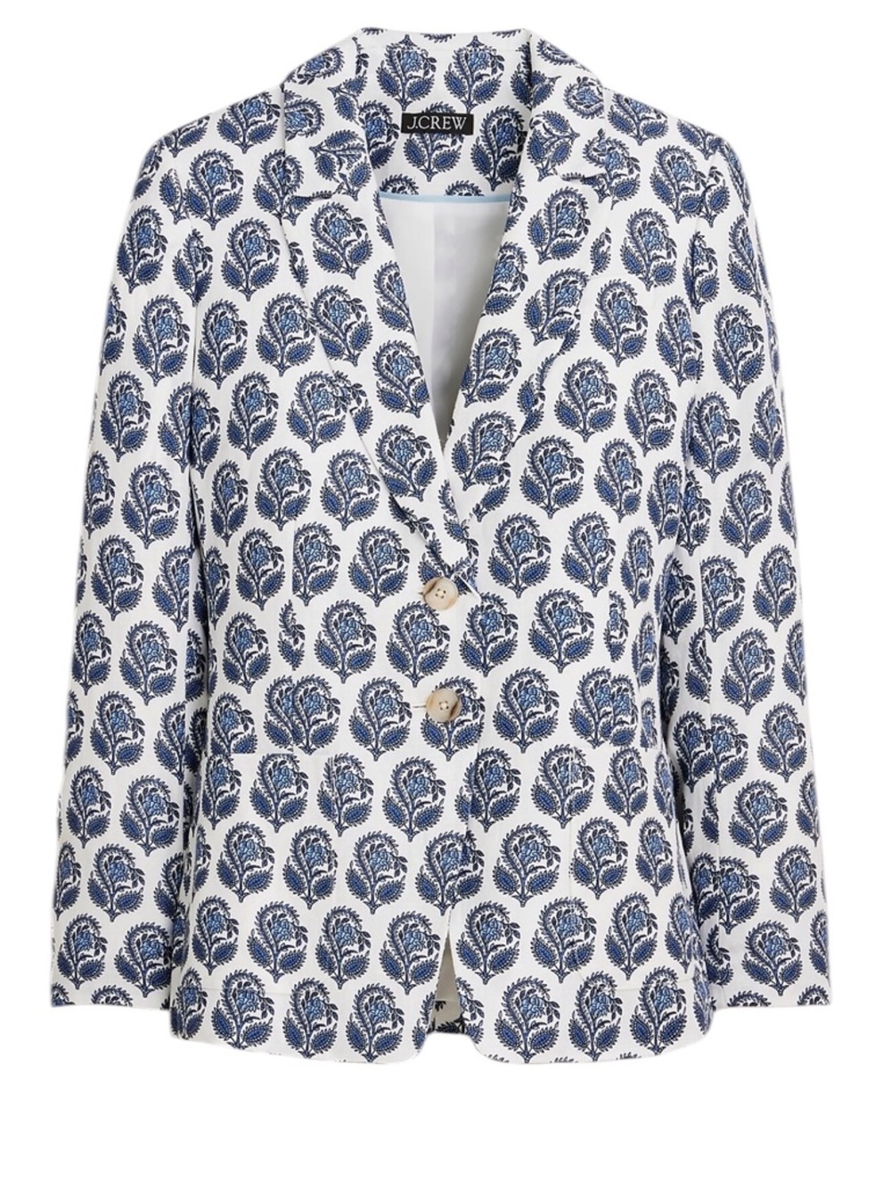 J.Crew Helena Blazer Bouquet Block Print Chelsea Linen-Cupro Women's 2